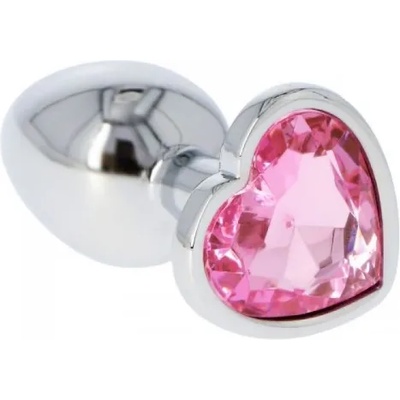 Toyz4Lovers Малък метален анален разширител-бижу с розов кристал сърце t4l