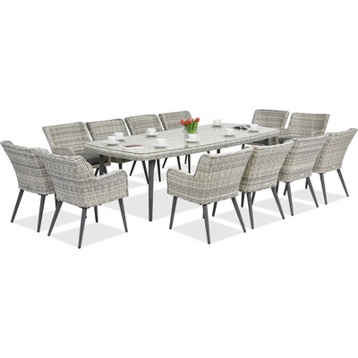Garden Point Ексклузивен трапезен комплект с голяма маса Cordoba за 12 човека Garden Point бял (GAP427SD-12)