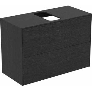 Ideal Standard Стенен шкаф Ideal Standard Atelier Conca, 2 чекмеджета и плот с централен изрез, 80 см, тъмен дъб (T3947Y4)