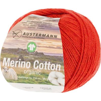 Austermann MERINO COTTON - 55% vlna merino, 45% bavlna - Ručně pletací příze Barva: 26 PAPRIKA