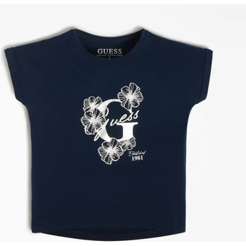 Image 1 of GUESS Тениска с къс ръкав в тъмно синьо със сребристо лого за момиче Guess