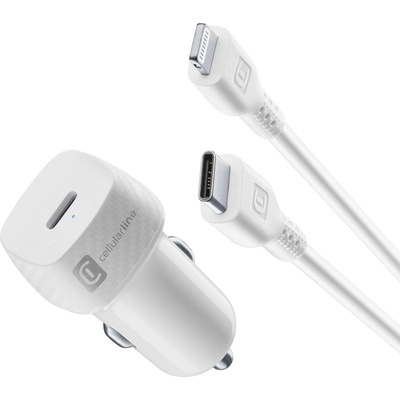 Cellularline Зарядно 12-24V Car Power с кабел USB-C- Lightning 20W