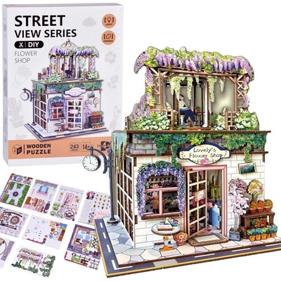 JOKO Drevené 3D Puzzle Kvetinárstvo s LED svetlom 243ks