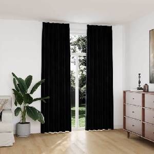 Pure Line Home Кадифени завеси в цвят черен с перделък, 2 бр. , 140 x 245 см