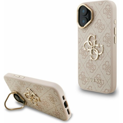 GUESS PU 4G Metal Logo Stand Camera Frame Заден калъф за iPhone 16 Pink Guess | Bezhov | ЖЕНИ | UNI