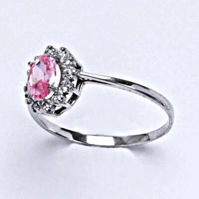 Čištín stříbrný růžový zirkon čiré zirkony VR 247 5812
