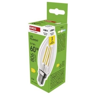 EMOS LED žiarovka Filament sviečka / E14 / 5,9 W 60 W / 806 lm / Neutrálna biela