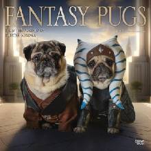 Fantasy Pugs Official 12 X 24 Inch Monthly Square Wall Foil Stamped Cover Plastic-Free 2025