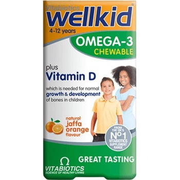 Image 1 of Vitabiotics Wellkid Omega-3 Chewable [60 дъвчащи дражета] Портокал