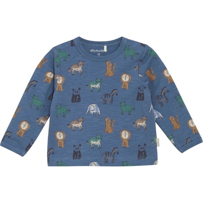 Minymo Детска блуза с дълъг ръкав Minymo Kid's T-Shirt L/S AOP Longsleeve - China Blue - размер 62 (EU) (704-5408-0112)