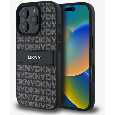 DKNY Заден капак от полиуретанова кожа с повтарящ се десен ивици за iPhone 16 Pro Max Black DKNY | Lilav | МЪЖЕ | UNI