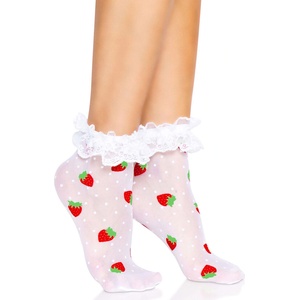 Leg Avenue Strawberry Ruffle Top Anklets 3015 White
