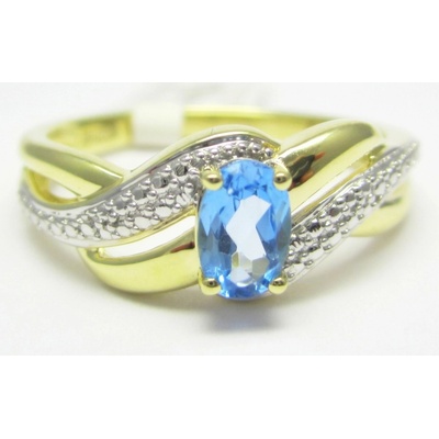 Klenoty Budín prsten z kombinace zlata s přírodním blue topazem P740