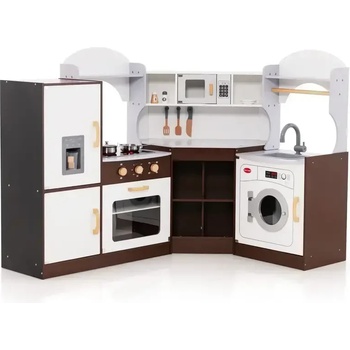 Costway Дървена ъглова кухня със звук и светлина, кафява, Costway (TM10082)