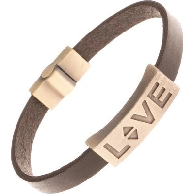 Šperky eshop z tmavě hnědé kůže matná patinovaná známka nápis LOVE Y17.06
