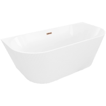 Mexen Oris свободностояща вана пристенна рифелована 170 x 80 cm, бяла, прелив златно розово - 52871708000-60 (52871708000-60)