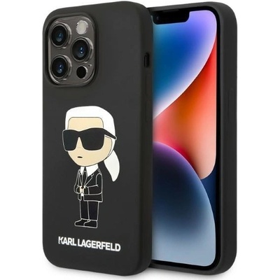 KARL LAGERFELD Кейс Karl Lagerfeld KLHCP14LSNIKBCK за iPhone 14 Pro 6.1", твърд, черен / черен, Silicone Ikonik (3666339086589)