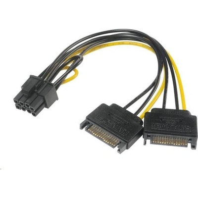 AKASA Adaptér napájecí na 6+2pin PCIe (2xSATA male power to a 6+2pin PCIe female connector) – Zboží Mobilmania