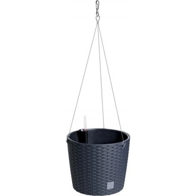Prosperplast Závěsný květináč RATO ROUND + vklad 25,6 cm antracit