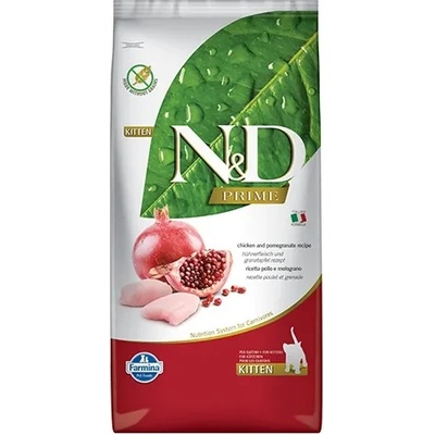 Farmina N&D Prime Kitten Chicken & Pomegranate - храна за подрастващи котенца и бременни и кърмещи котки с пилешко месо и нар; без зърно 5.00 кг