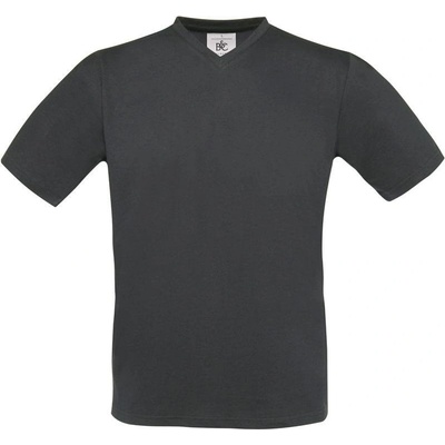 B&C Exact V-Neck tričko s výstrihom do V sivé dark