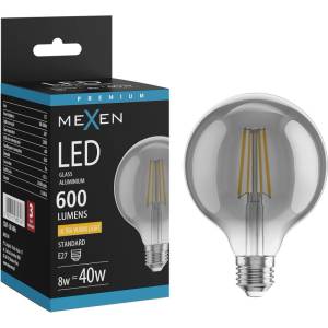 Mexen Vintis LED филаментна крушка E27, G95, 8W, Топла - 2200K, 600 lm, дим - L157-E27-0822-70 (L157-E27-0822-70)