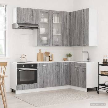 vidaXL Кухненски единица LYON 8 pcs Сив Сонома Инженерна дървесина (3438520)