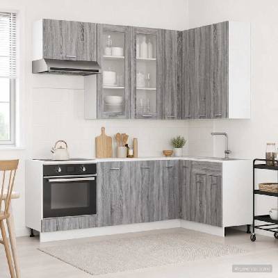 vidaXL Кухненски единица LYON 8 pcs Сив Сонома Инженерна дървесина (3438520)