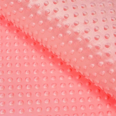 Dětská látka Minky 3D puntíky MKP-036 Korálově růžová - šířka 150 cm