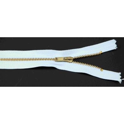 Nedeliteľný kovový mosadzný zips č.3 viac farieb - dĺžka (10 - 25 cm) 16 cm Svetlo modrá