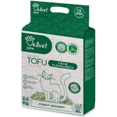 Velvet Paw Tofu podstielka upokojujúca čistota s esenciou lesnej zelene 6 l