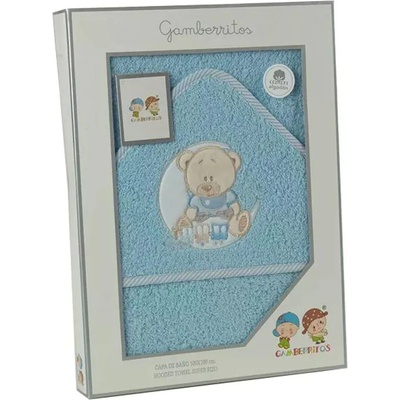 Gamberritos Бебешка хавлия Gamberritos - Мече, 100 х 100 cm, синя (109691)