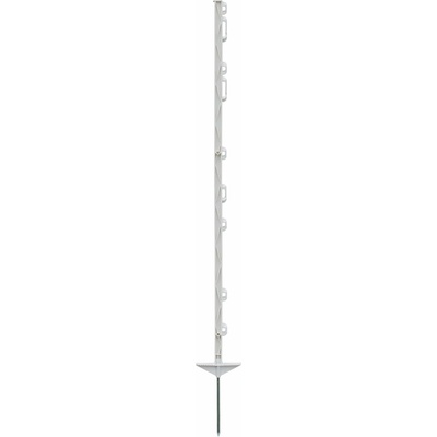 Mobilná plastová tyčka na elektrický ohradník, dĺžka 125 cm, 9 očiek, biely