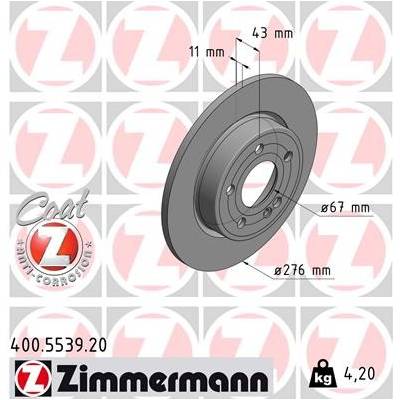 ZIMMERMANN Brzdový kotúč 400553920