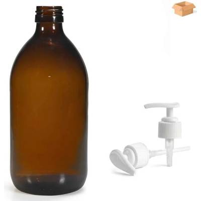 Luna Skleněná lékovka s bílou pumpičkou 1000 ml 14 ks