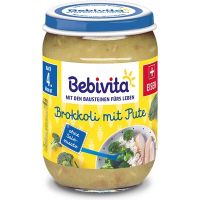 Bebivita Био Пюре Броколи с пуешко месо 190 гр. - 4+ месеца