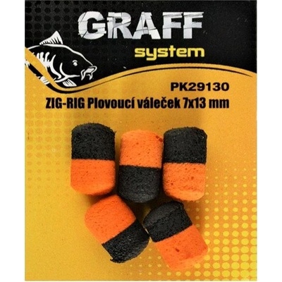 Graff System plávajúce váleček Zig-Rig 7x13mm Černá/Oranžová 5ks