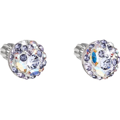 Pavona Stříbrné náušnice pecka s krystaly Swarovski fialové kulaté 31336.3 violet