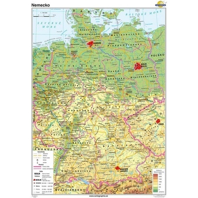 Cartographia Nemecko (120x160 cm – 1:700000), nástenná, fóliovaná, lištovaná