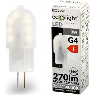 ECOLIGHT LED žiarovka G4 3W 270 lm SMD neutrální biela