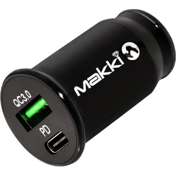 Makki зарядно за кола Fast Charger Car - Type-C + USB QC3.0 20W - MAKKI-CC20W02-BK (MAKKI-CC20W02-BK)