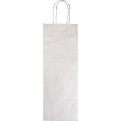 Harmanec K Papierová taška na víno 140x80x390 mm strieborná krútené ušká vo farbe