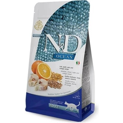 N&D AG Cat Adult treska špalda oves a pomeranč 1,5 kg