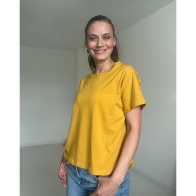 Kojicí tričko se zipem Kira oversized hořčicové