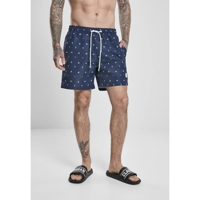 Бански гащета Urban classics Pattern Big swimming shorts - Blue (Navy Blue / White)
