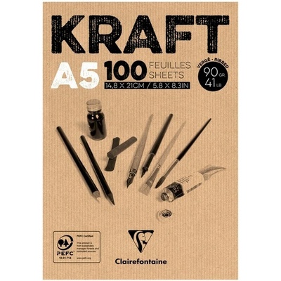 Clairefontaine Blok Brown Kraft A5 100 listů, 90 g