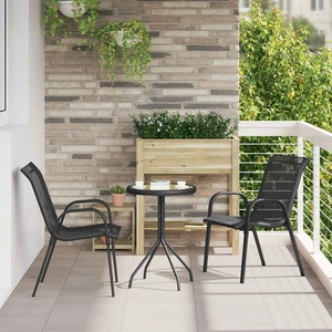 vidaXL Стифиращи градински столове, 2 бр, черни, тъкан textilene (318777)