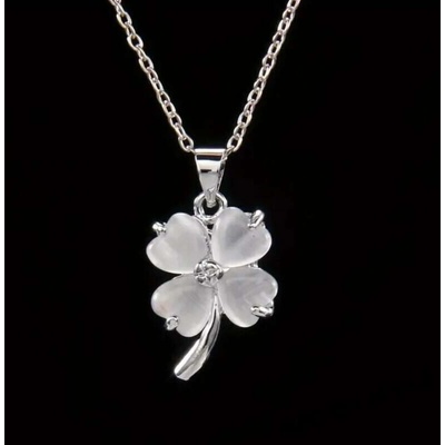 Steel Jewelry set náhrdelník a náušnice čtyřlístek s krystalkem z chirurgické oceli SET171029 – Sleviste.cz