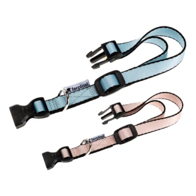 Ferplast - Club Puppy - Регулируем нашийник с пластмасова катарама, за кучета с обиколка на врата 20-25 см. - розов, син