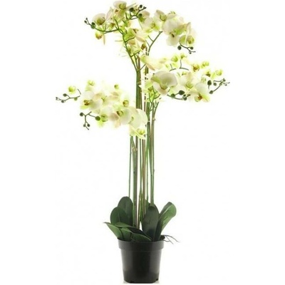 Umělá orchidej Bora, v květináči, 8 výhonů, bílá, výška 110 cm